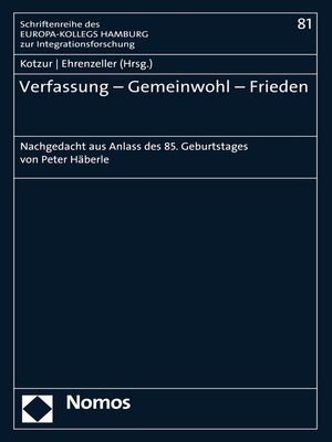 cover image of Verfassung – Gemeinwohl – Frieden